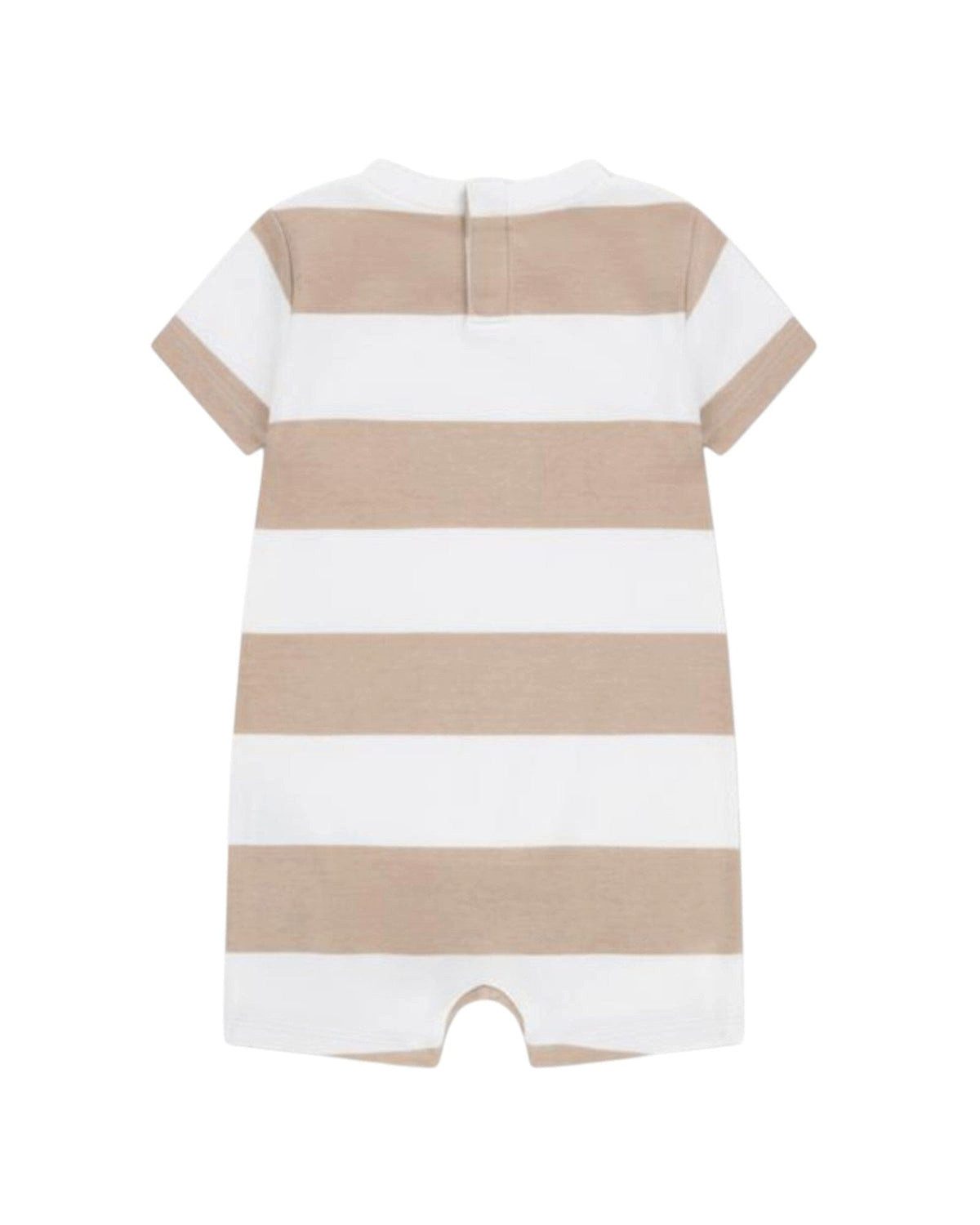 Lacoste Strampler Lacoste Baby Strampler aus gestreiftem Interlock in creme beige LIONNE