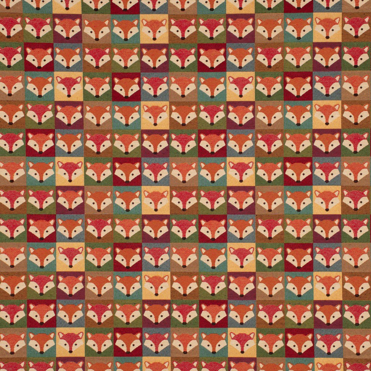 Thumbnail - SCHÖNER LEBEN. Stoff Dekostoff Gobelin Premium Fox Fancy Face Füchse Patchwork bunt 1,4m, allergikergeeignet