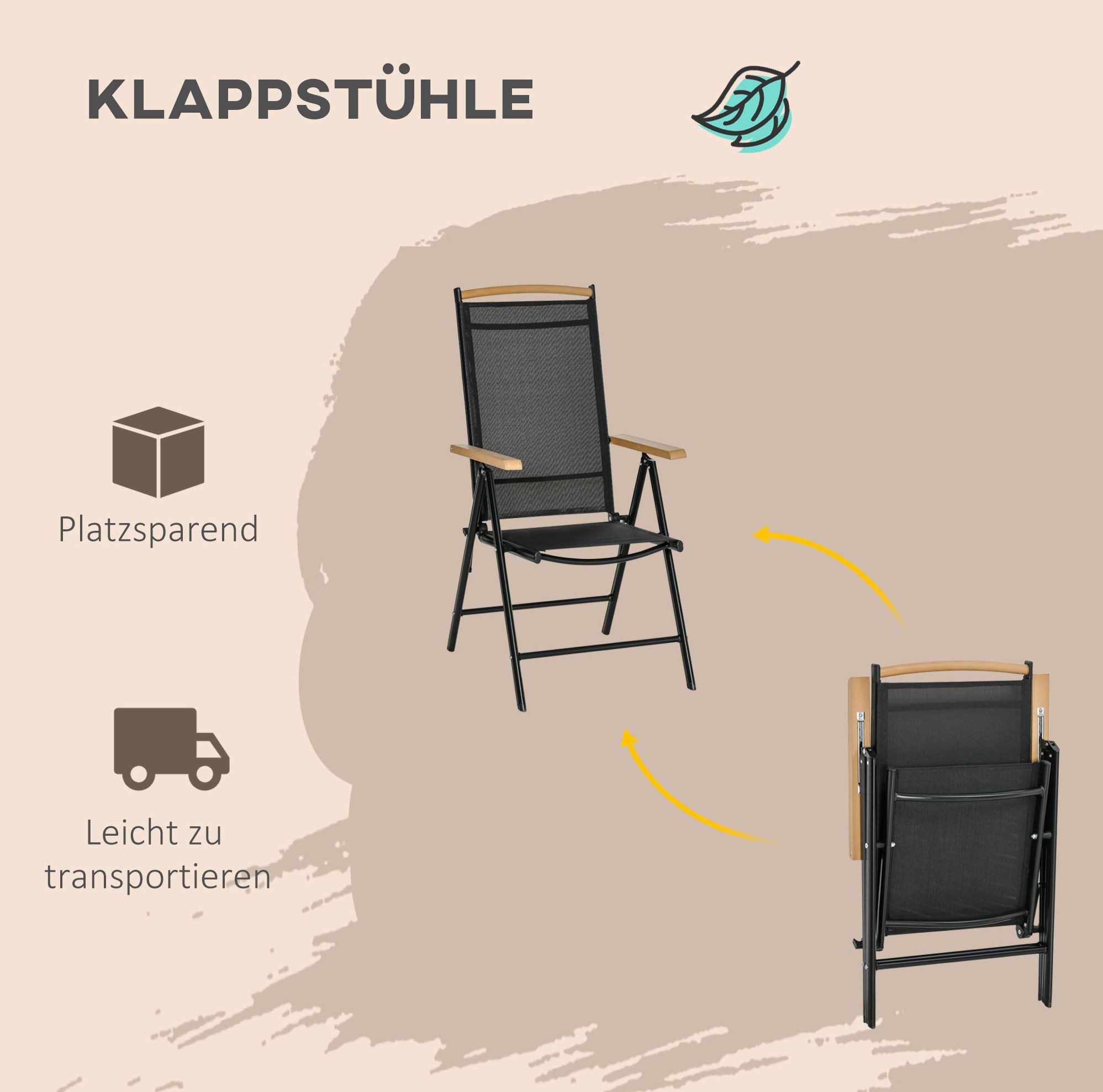 REDOM Sitzgruppe 7-tlg. Klappbare Sitzgruppe Schwarz, Alu-Mesh, 1 Tisch + 6 Stühle, (Tisch 140x90x74 cm; Stuhl 55,5x68x109 cm, 7-tlg., Ideal für Garten, Terrasse & Camping), 140x90x74 cm Für 6 Personen – wetterfest & platzsparend