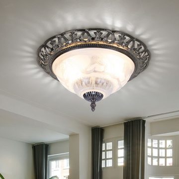 Globo Deckenstrahler, Leuchtmittel nicht inklusive, Deckenlampe Deckenleuchte Wohnzimmerlampe Antik Glas perlmutt D 33 cm