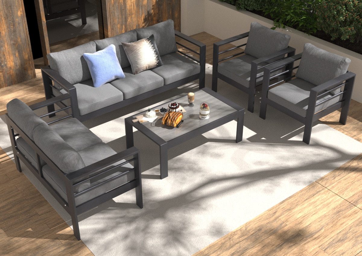MeXo Gartenlounge-Set Gartenmöbel Set Aluminium wetterfest 6-7 Personen, (1 günstig online kaufen