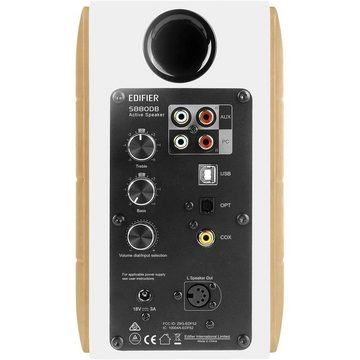 Edifier® S880DB 2.0 Regal-Lautsprecher (88 W, Bluetooth-Regallautsprecher System in Holz/Weiß)
