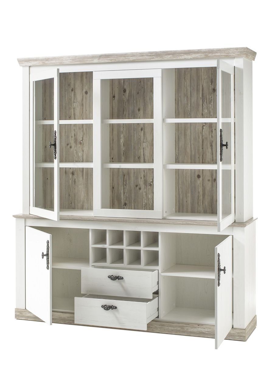 Beauty.Scouts Buffet Buffetschrank "Kiruna" Esszimmerschrank, Pinie weiß, 184x205x38-44 cm