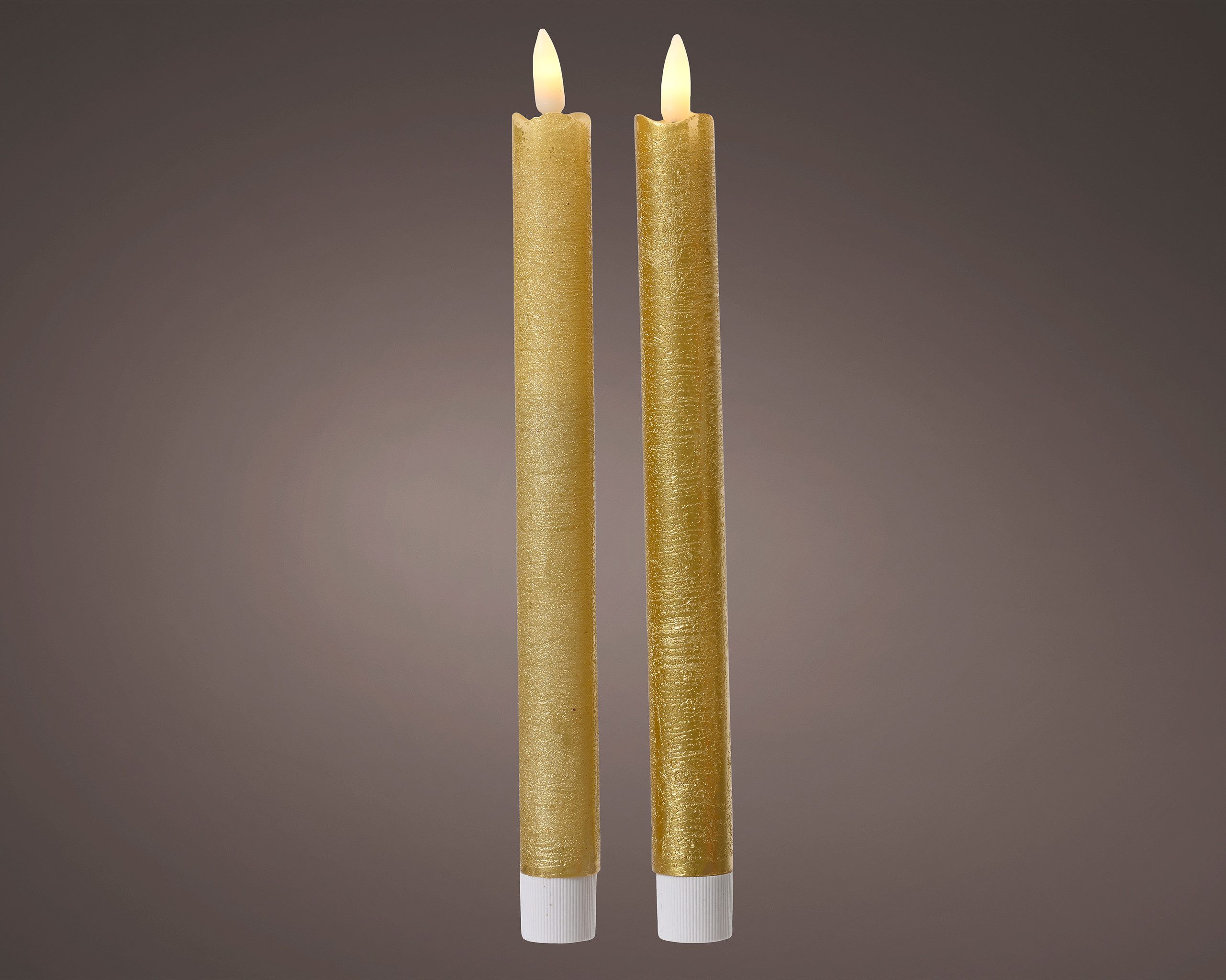 Lumineo LED-Kerze, LED Kerzen mit Timerfunktion 24cm Wachs 2er Set Gold / W günstig online kaufen
