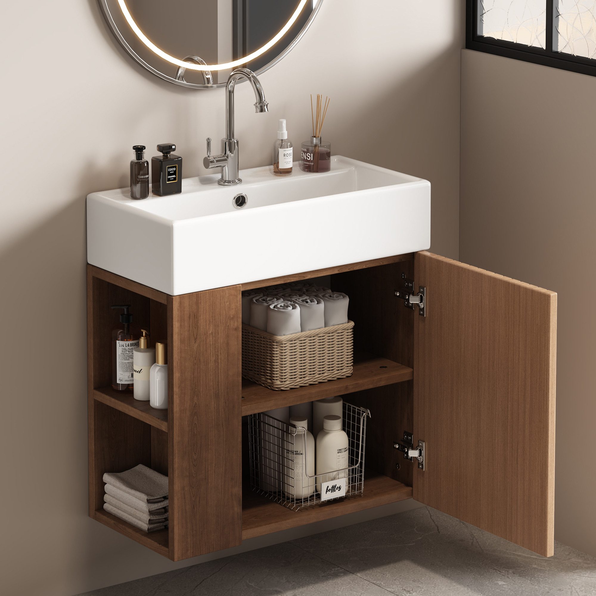 Flieks Waschtisch (1-St., Badschrank Badezimmermöbel wandhängend), Waschbec günstig online kaufen