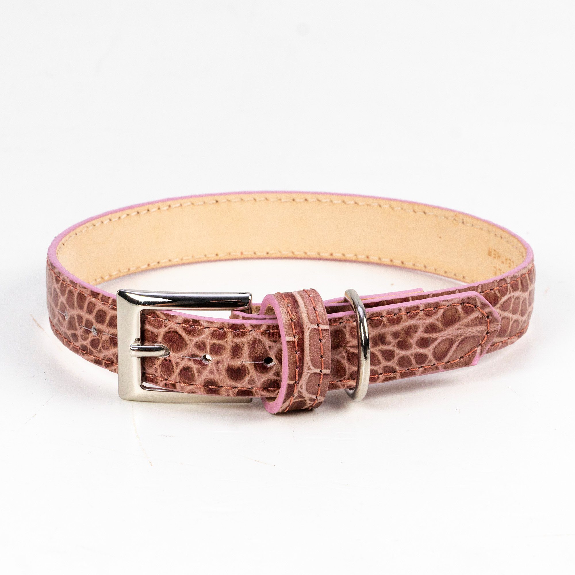 So Milano Hunde-Halsband Kroko-Optik, Leder, Handmade in Italy