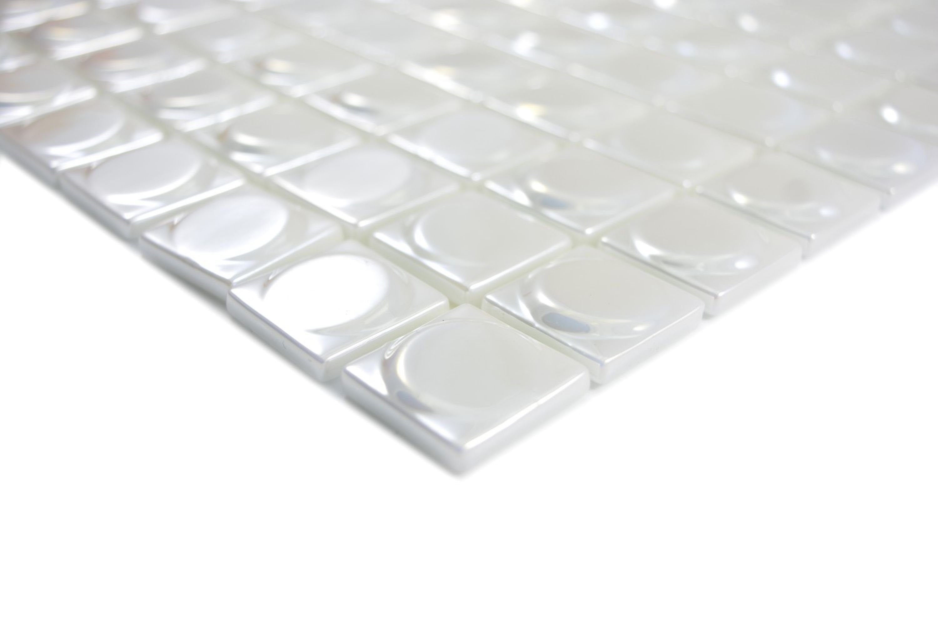 Mosani Mosaikfliesen Recycling Glasmosaik Mosaikfliesen / Mosaikmatten glänzend weiß 10