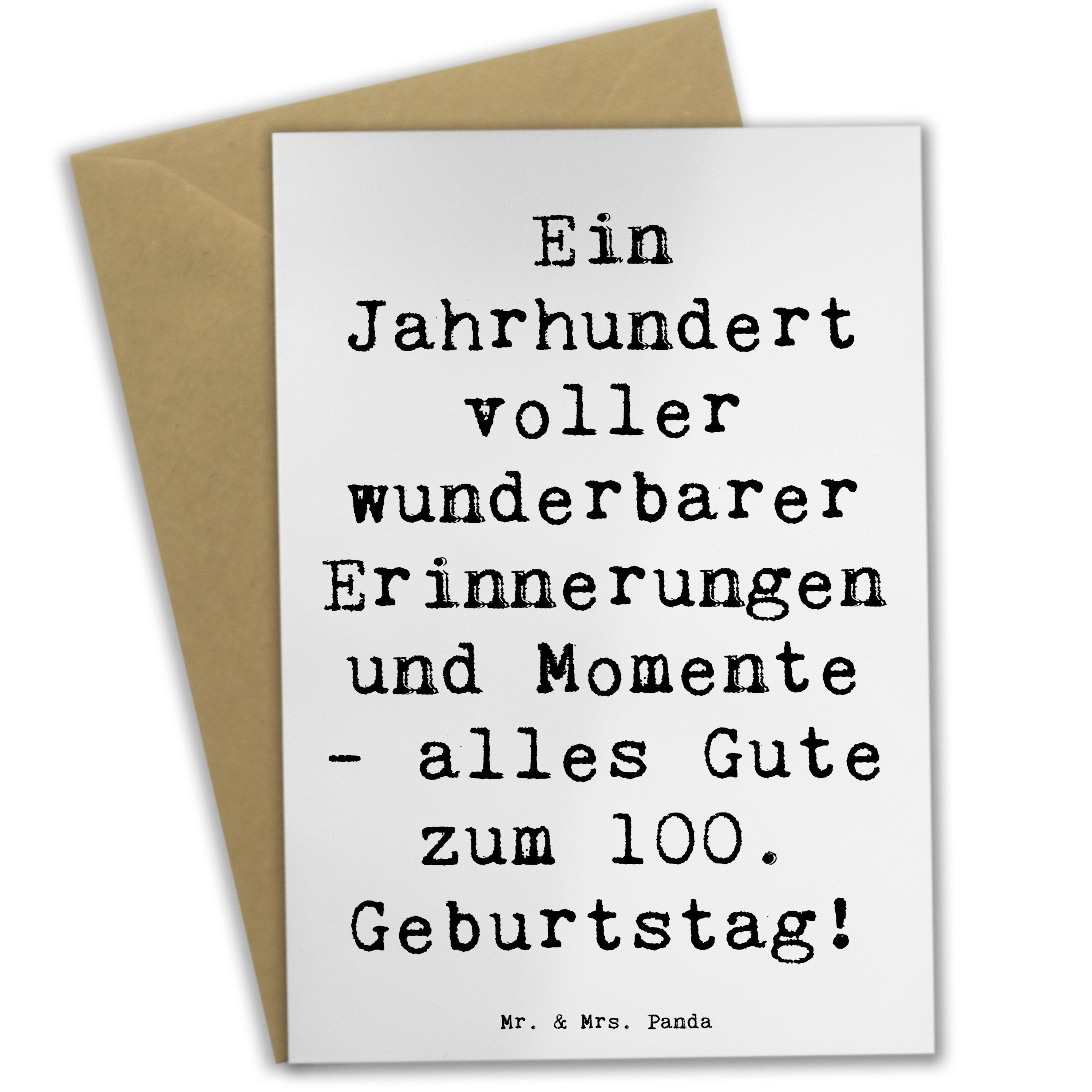 Grußkarte Spruch 100. Geburtstag Erinnerungen - Weiß - Geschenk, wunderbare Eri