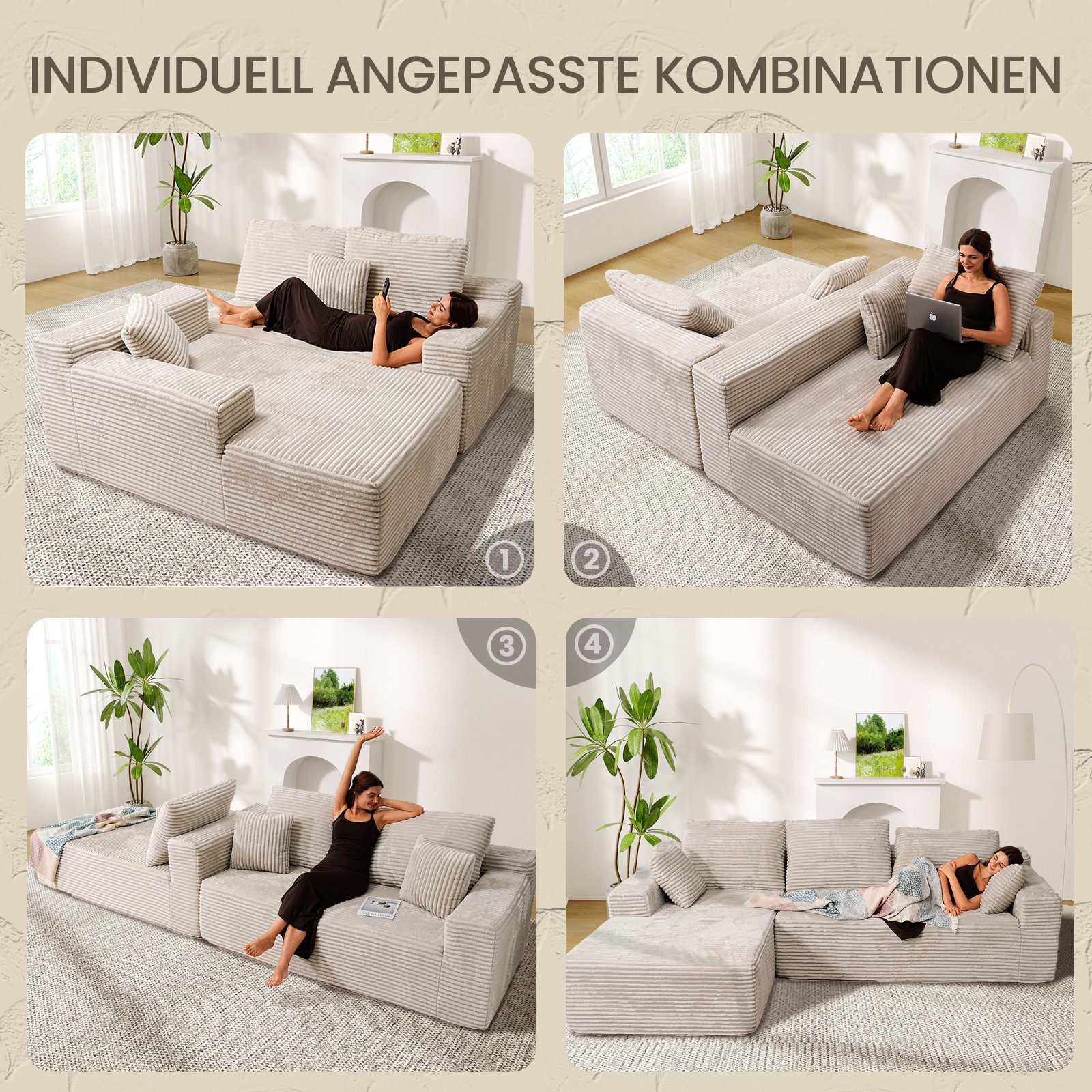 Patbrela Ecksofa Linkseckiges Sofa 263 x 171 x 59 cm, modular konfigurierba günstig online kaufen