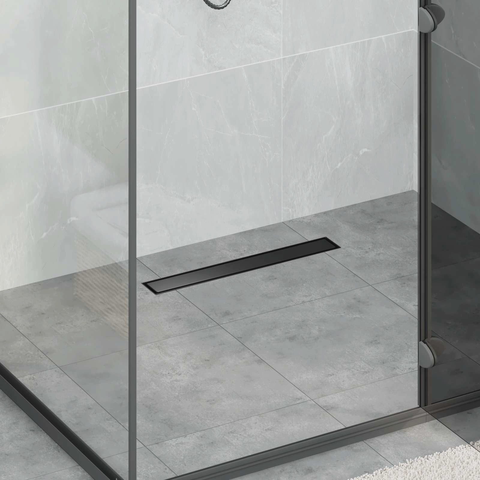 vidaXL Duschrinne 2 in 1 Duschabfluss Schwarz 60 cm Edelstahl 304, 1-St.
