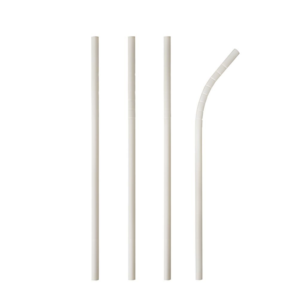 PAPSTAR Trinkhalme Trinkhalme Papier pure Ø 6 mm, 20 cm weiss flexibel 100 Stk
