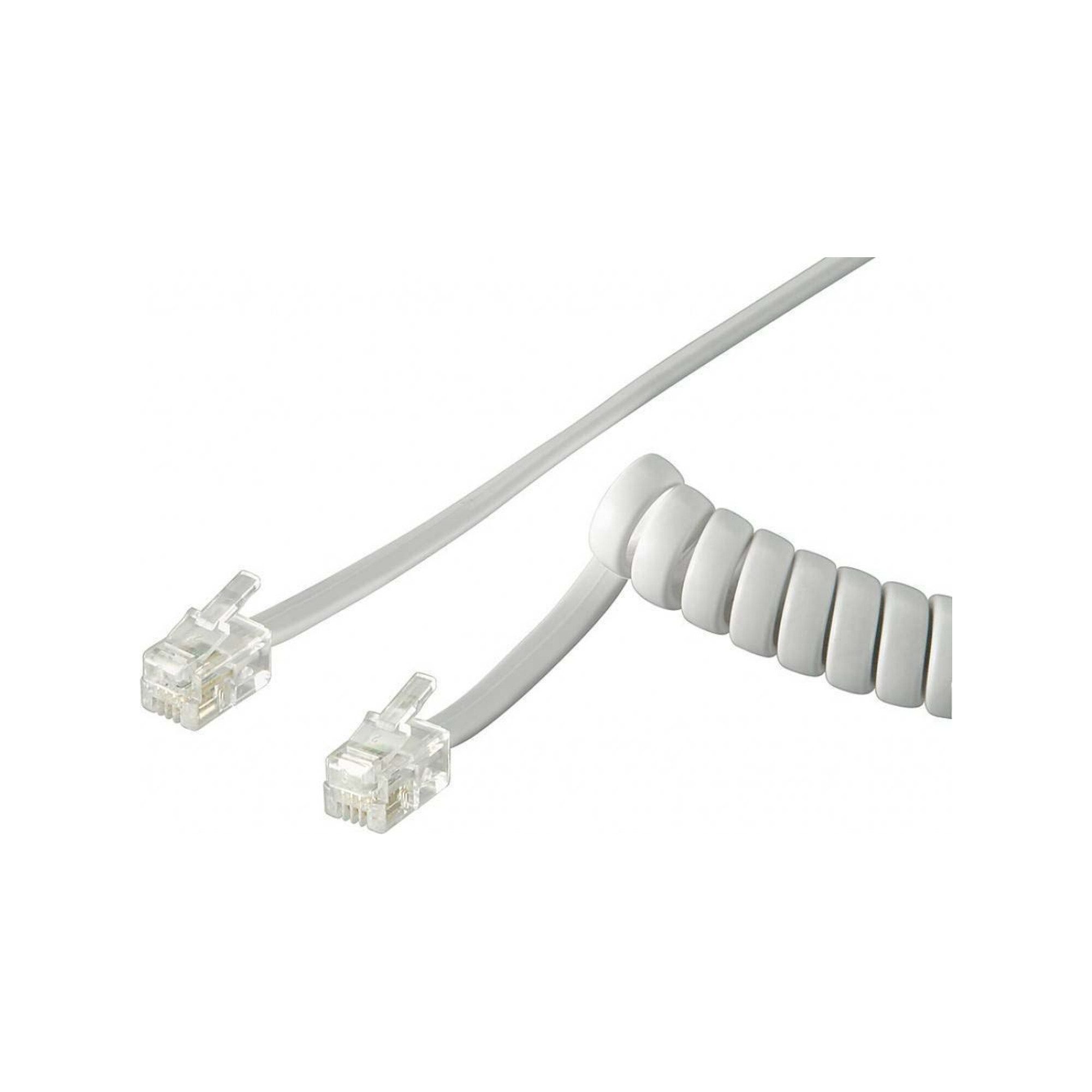 Goobay Goobay Telefonhörer-Spiralkabel 4m,ws,St/St 68601 Elektro-Kabel