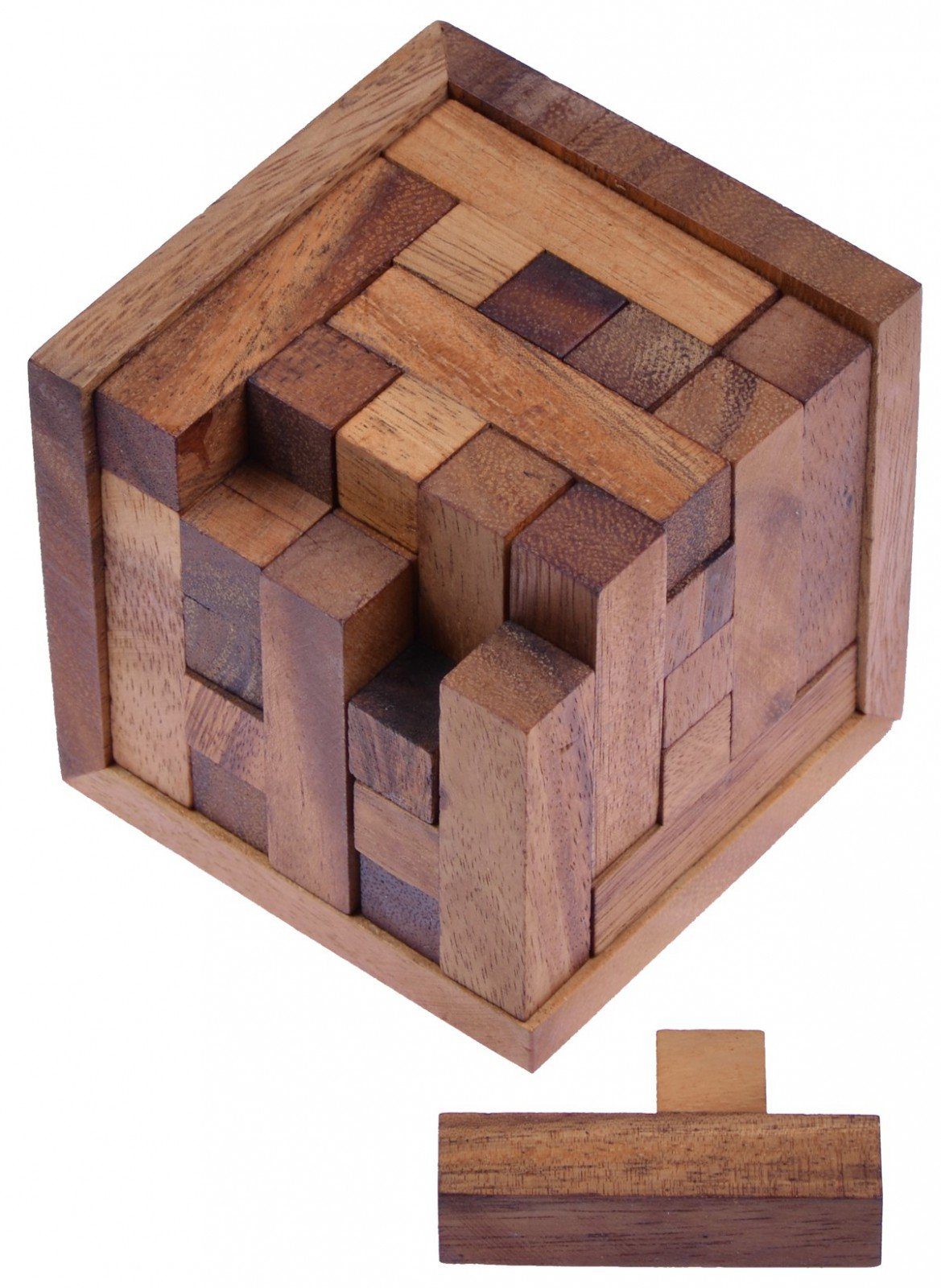 LOGOPLAY 3D-Puzzle Packwürfel 125-3D Cube S, Puzzleteile, Packwürfel 125 3D-Holzpuzzle mit 25 Bausteinen im Holzrahmen Cube S