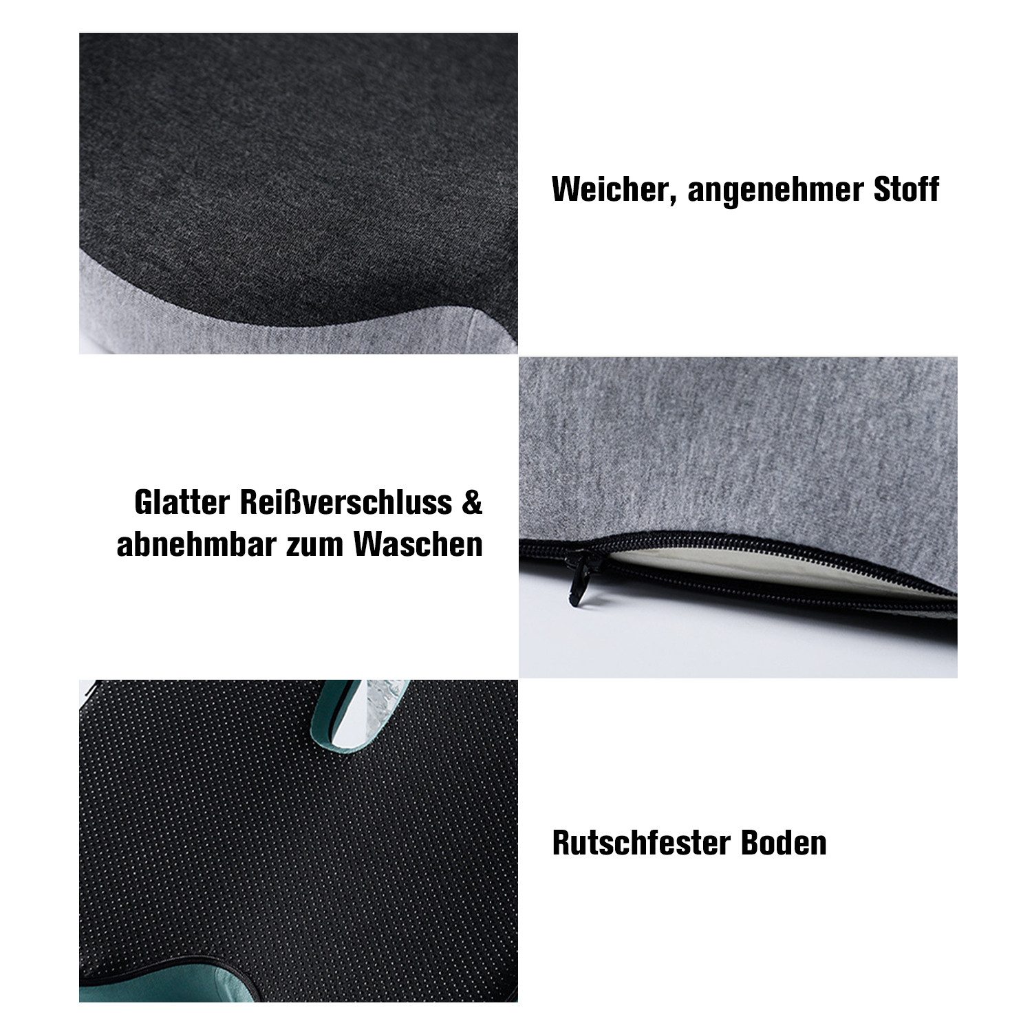 OSTWOLKE Sitzkissen Orthopädisches Sitzkissen mit Rückenlehne für Bürostuhl & Auto, Ergonomisches Memory-Schaum Sitzpolster Steißbeinkissen – Bild 5 von 5
