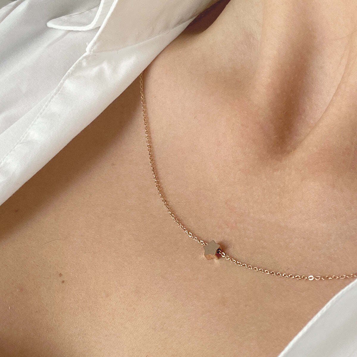 M&M Kette mit Anhänger Halskette mit Stern-Anhänger Fine Line (1-tlg), deutsche Qualität, inkl. edles Schmucketui