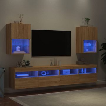 vidaXL TV-Schrank TV-Schränke mit LED-Leuchten 2 Stk Sonoma-Eiche 40,5x30x60 cm