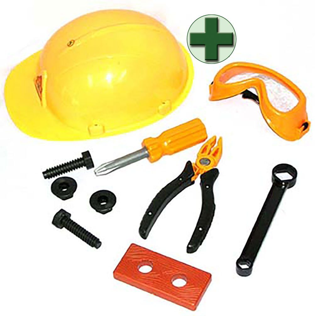 Karneval-Klamotten Kostüm Bauarbeiter Kinder orange mit Zubehör Set, mit Bauarbeiter Set