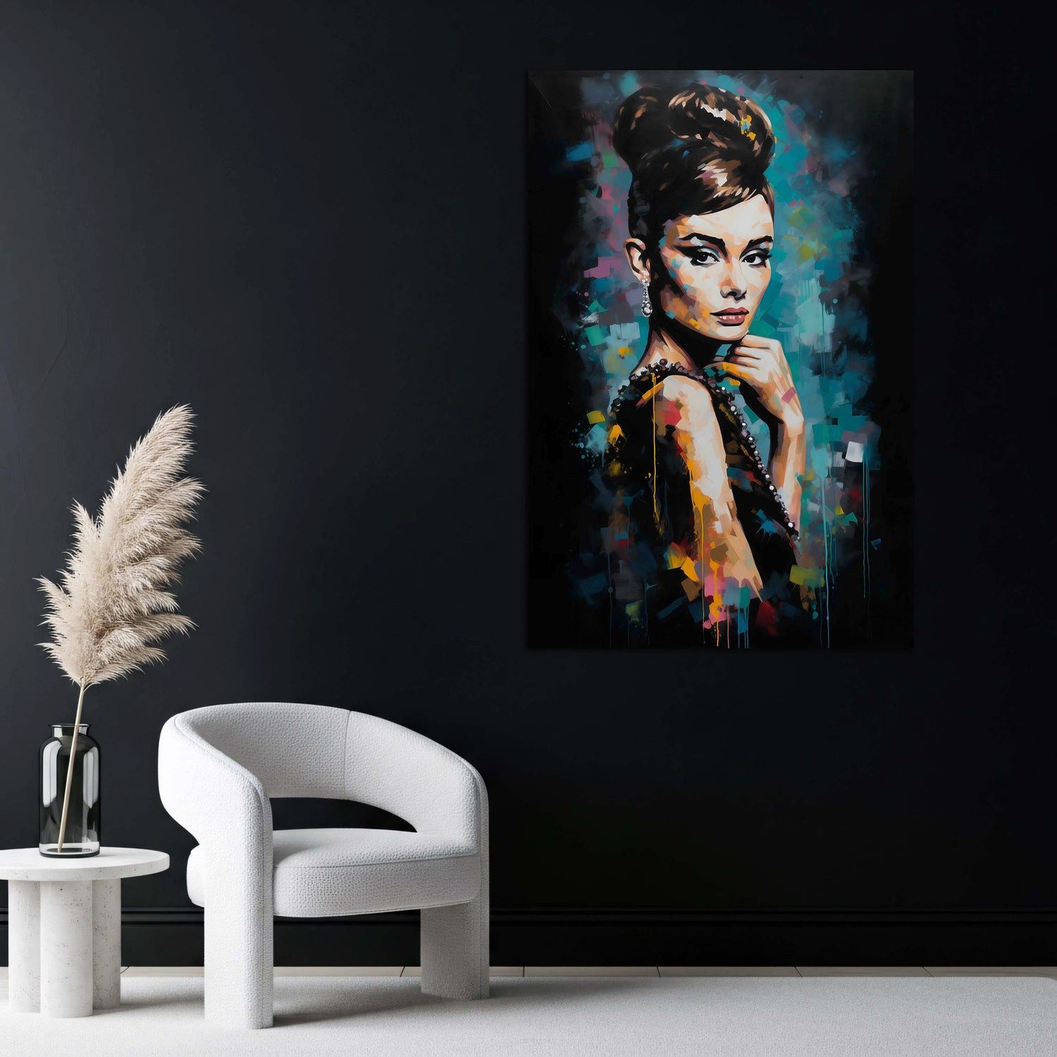 Artedinoi Leinwandbild Pop Art Audrey Porträt elegant bunt Wandbild Leinwandbild Kunstdruck X, Audrey Hepburn, elegantes Porträt