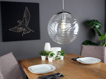 meineWunschleuchte LED Pendelleuchte, Dimmfunktion, LED wechselbar, Warmweiß, Designer Glas-kugel für über-n Esstisch & Kücheninsel hängend, Ø 33cm