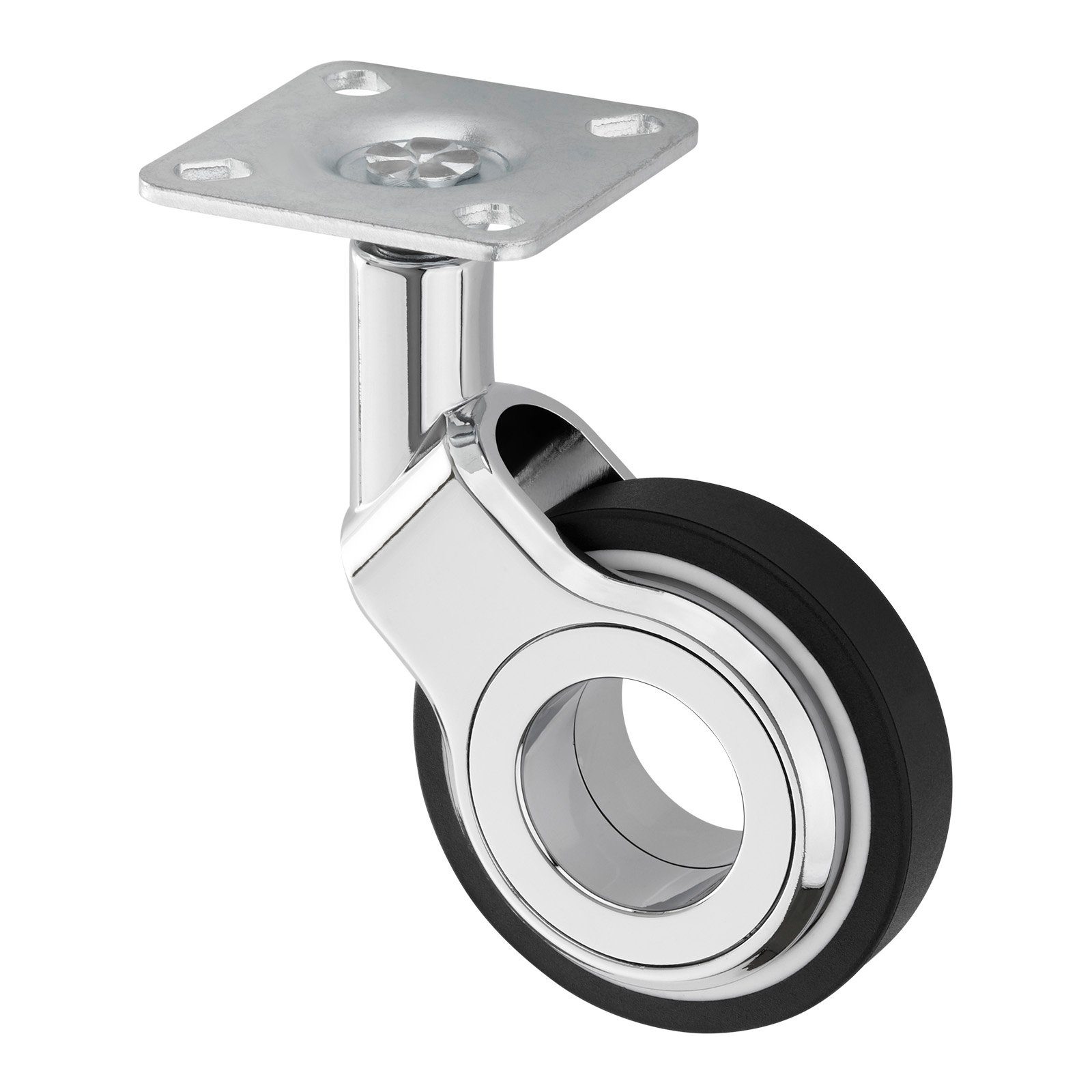 SO-TECH® Мебельrolle BERLIN Ø 60 mm chrom / schwarz Design Lenkrolle, Tragkraft 60 kg pro Rolle ohne Bremse (Feststeller)