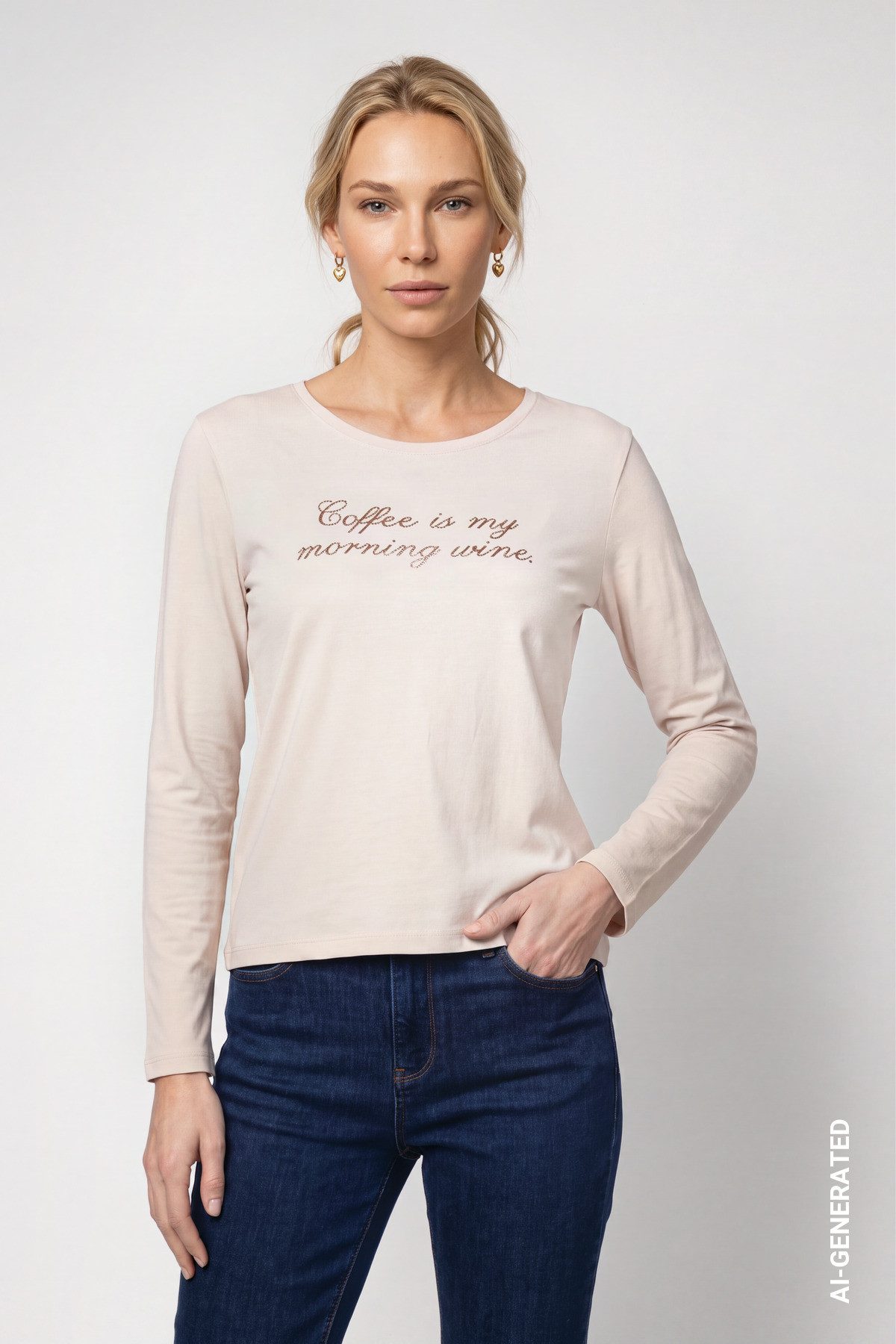 Monari Langarmshirt Regular fit mit Rundhalsausschnitt