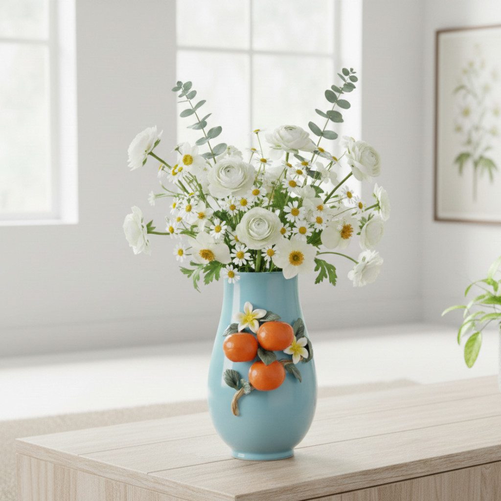 BOLTZE Dekovase Keramikvase Bella Arancia Türkis Orange 19cm Porzellan Mediterran (1 St)