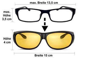 FALINGO Brille Nachtsichtbrille Nachtfahrbrille Nachtsichtüberbrille Überbrille Überziehbrille NIGHT EDITION Autofahrbrille Anti-Blend-Brille UV 380, Polarisierte Gläser