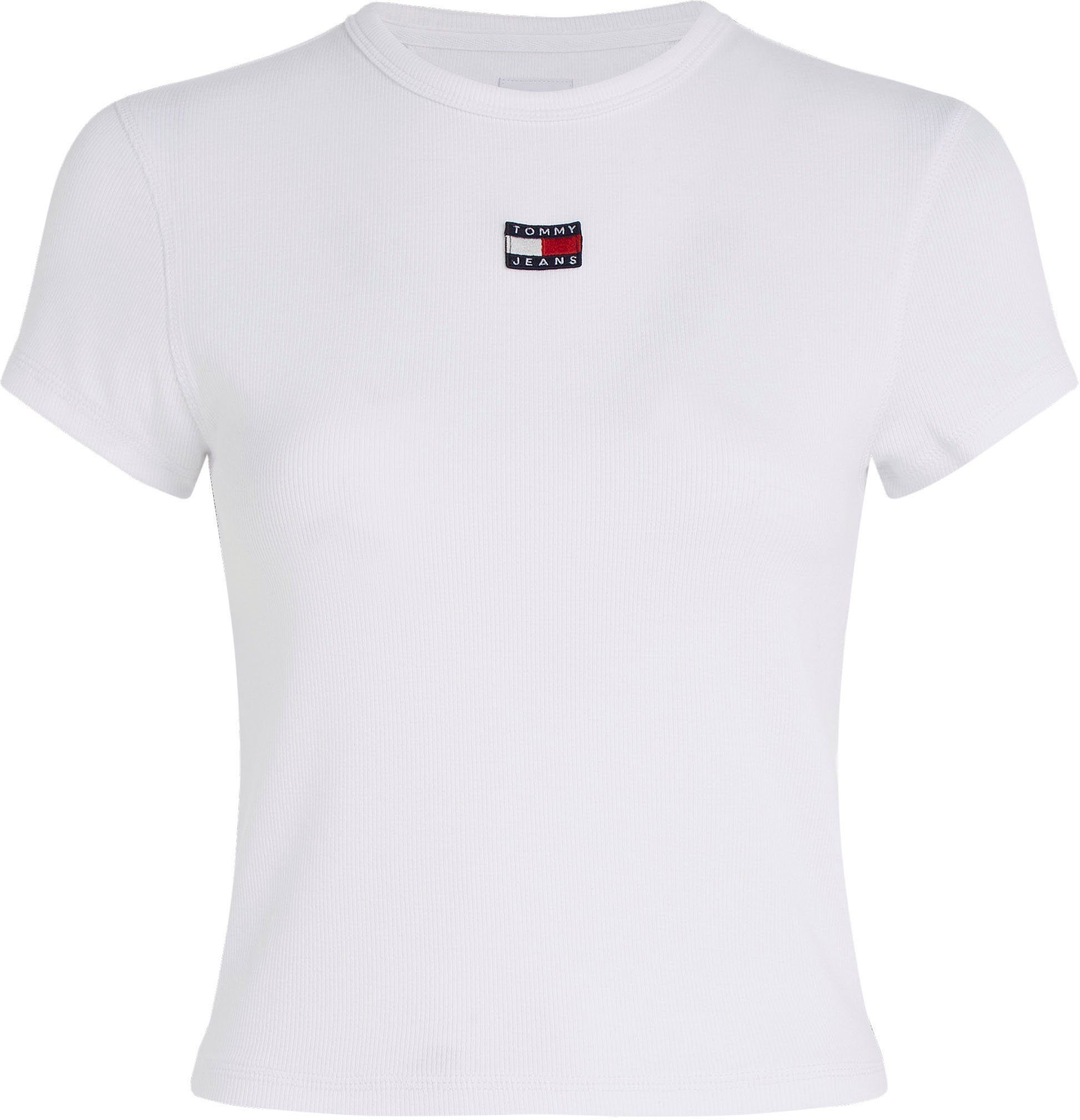 Tommy Jeans T-Shirt TJW BBY mit RIB XS BADGE Logo-Badge White