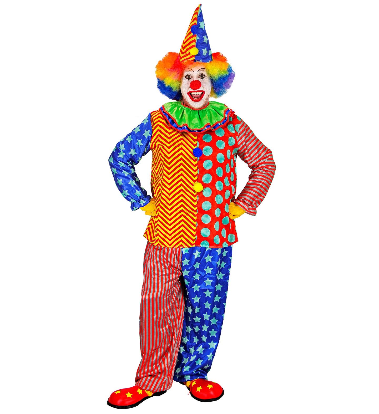Widmann S.r.l. Clown-Kostüm Clown Kostüm 'Mika' für Erwachsene, Mehrfarbig