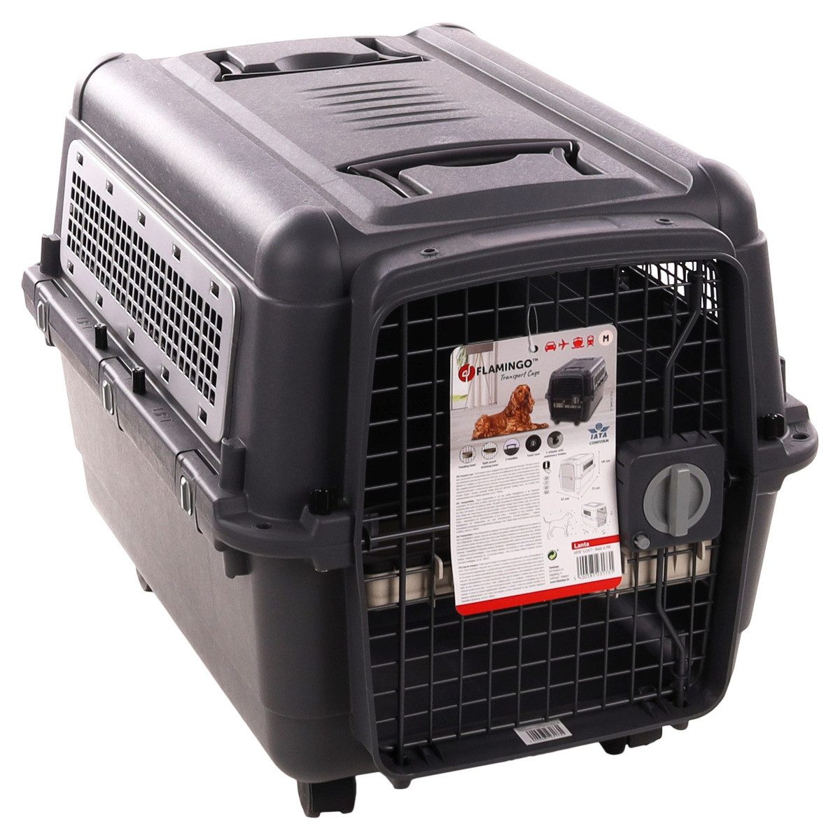 Flamingo Hunde-Transportbox Transportkäfig Lanta dunkelgrau für Hunde