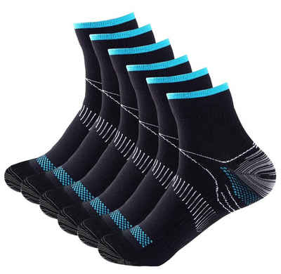 Alster Herz Kurzsocken 6 Paar Kompressionssocken Laufsocken Freizeitsocken Damen Herren A0518 atmungsaktiv & komfortabel