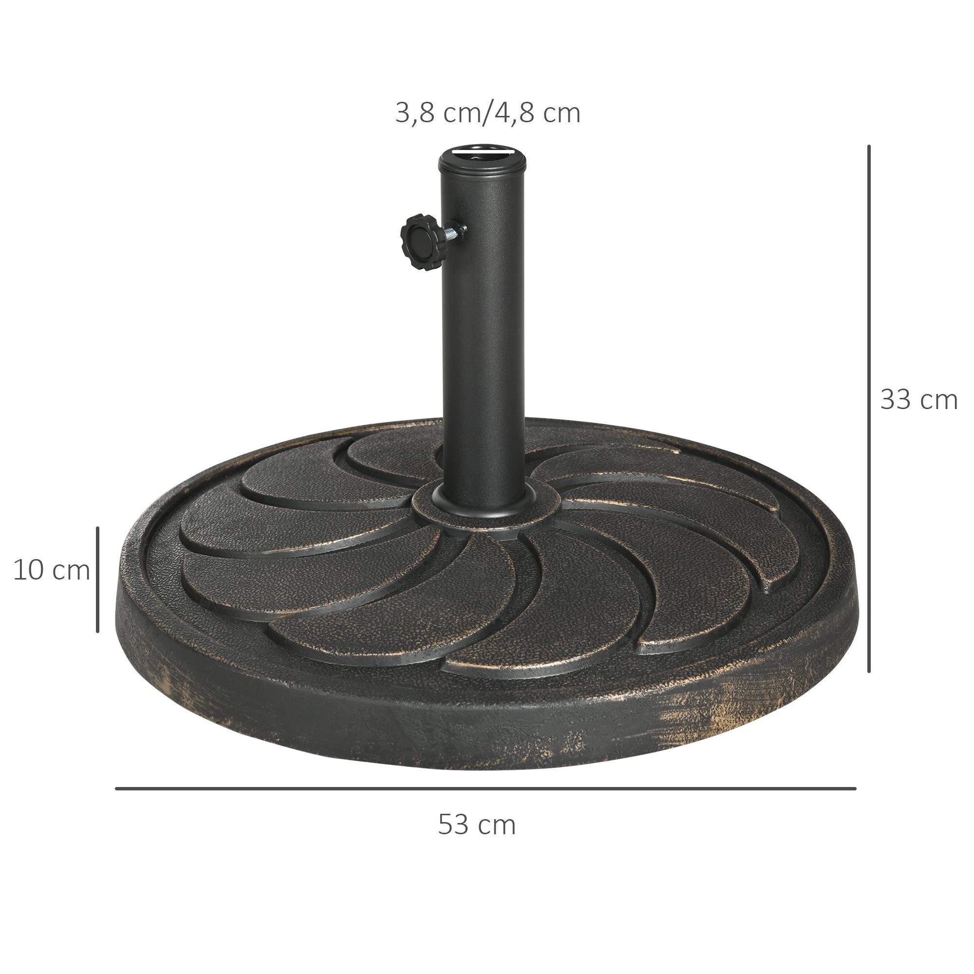 Outsunny Schirmhalter 18 kg Sonnenschirmständer, für Stöcke bis Ø 48 mm, Gartenschirmständer, 1 tlg., Sonnenschirmfuß