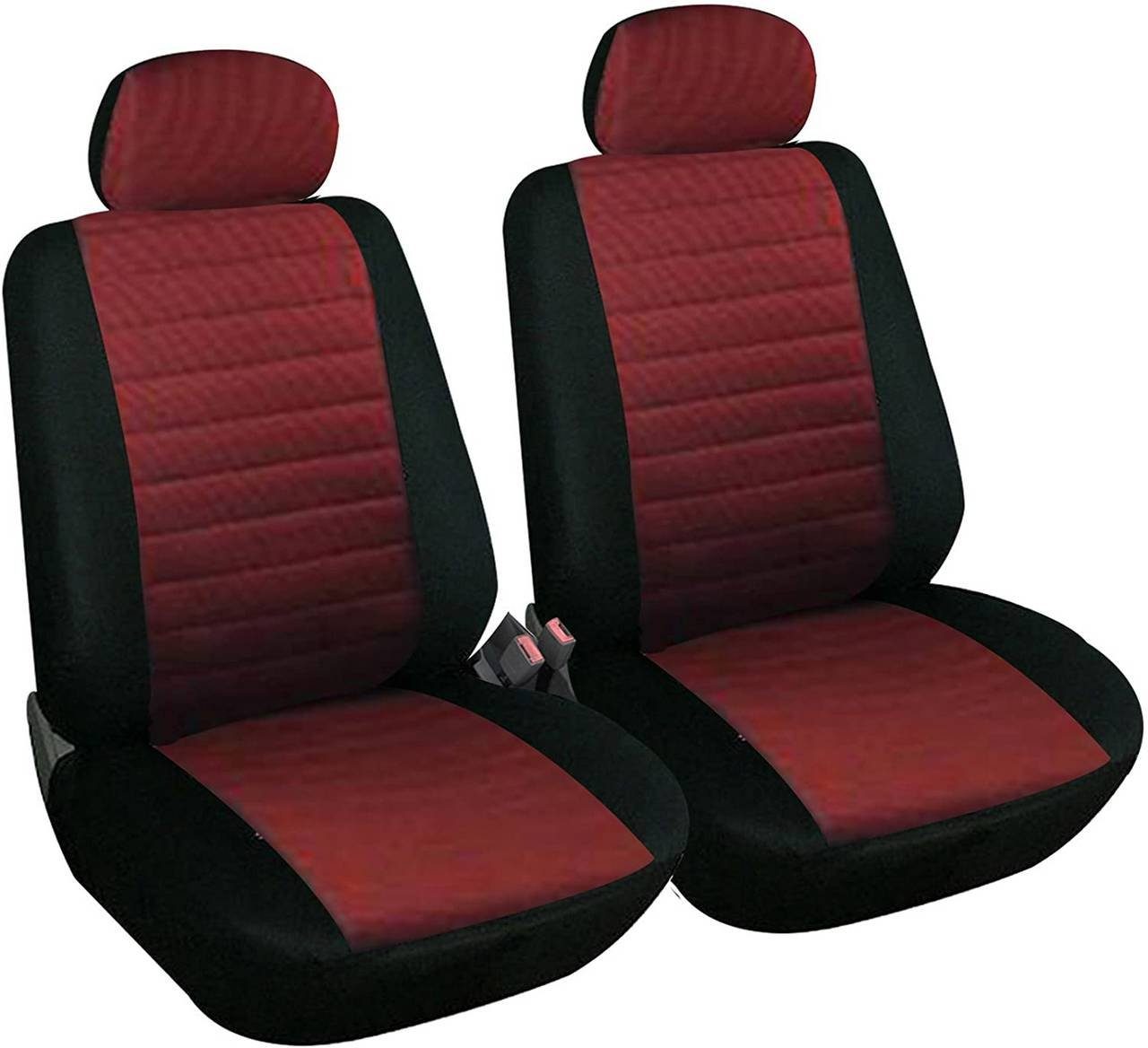 Upgrade4cars Auto-Sitzbezüge Vordersitze Rot Schwarz | Auto-Sitzbezug Set  Universal | Auto-Schonbezüge für Fahrersitz & Beifahrer
