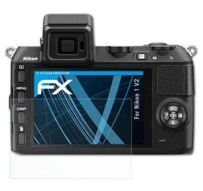 atFoliX Schutzfolie Displayschutz für Nikon 1 V2, (3 Folien), Ultraklar und hartbeschichtet