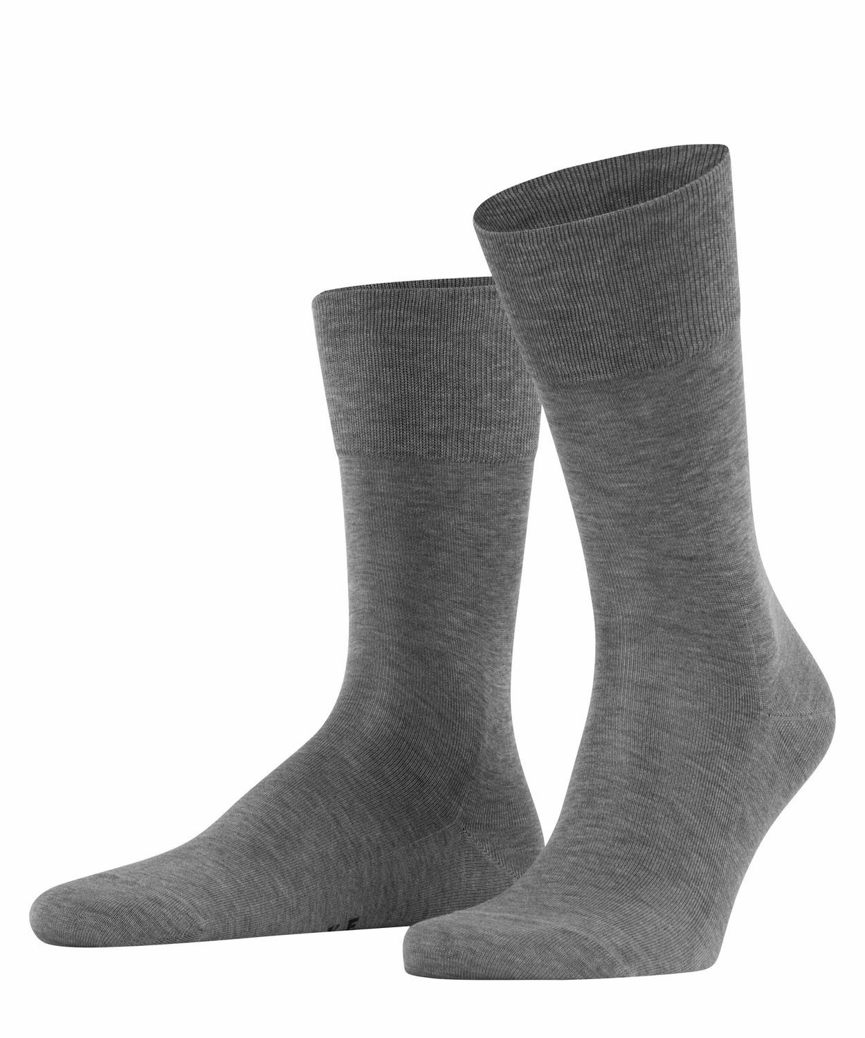 FALKE Langsocken Tiago Socken (1-Paar) aus pflegeleichter Baumwollmischung Light Grey Melange (3390)