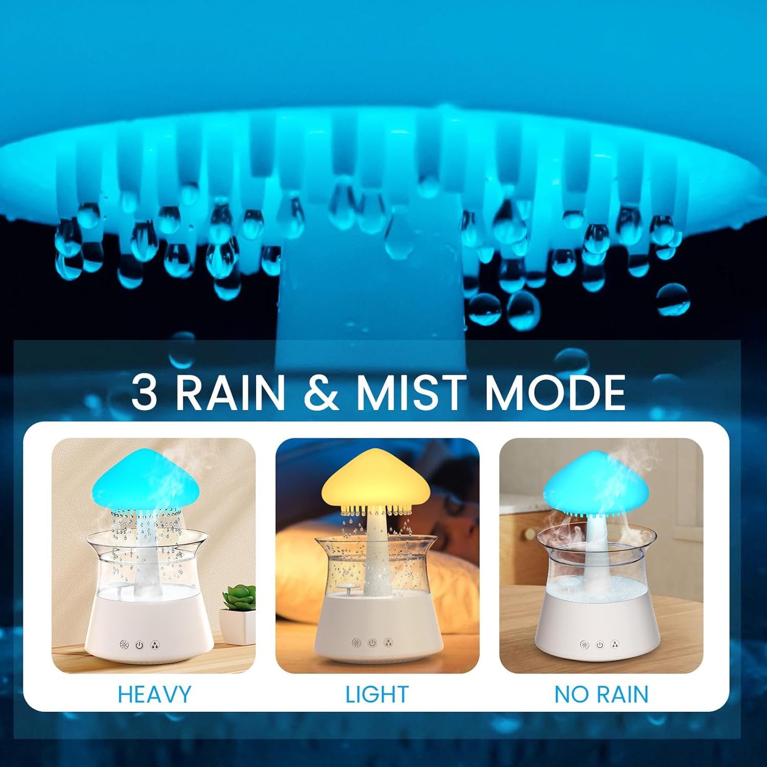 TUWENA Diffuser Regen Wolken Humidifier mit Fernbedienung Lampe Raumbefeuchter, Regen Wolken Humidifier mit Fernbedienung Lampe Raumbefeuchter