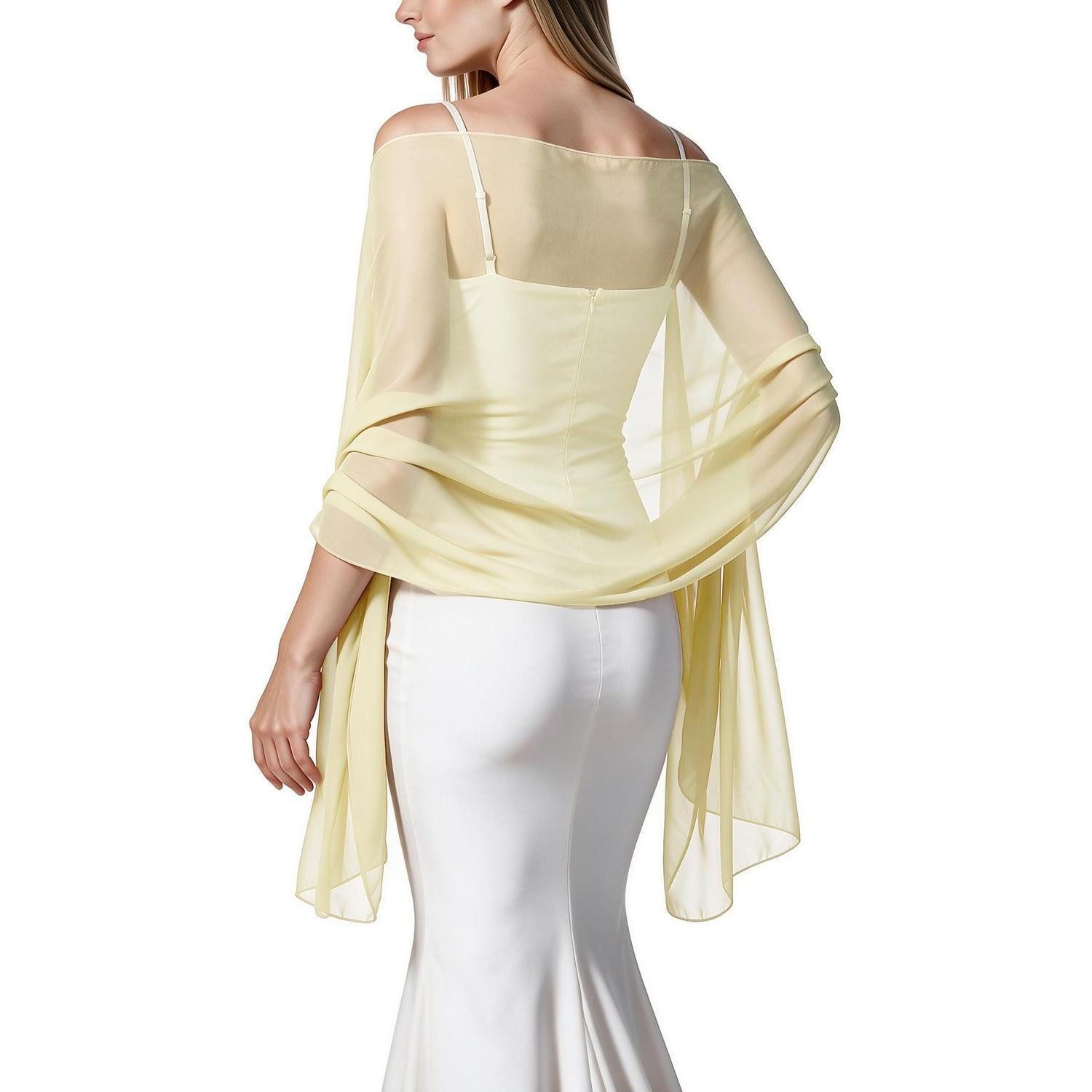 LuxusKollektion Chiffontuch Chiffon Schal Damen Abendkleid Beige, (1-St)