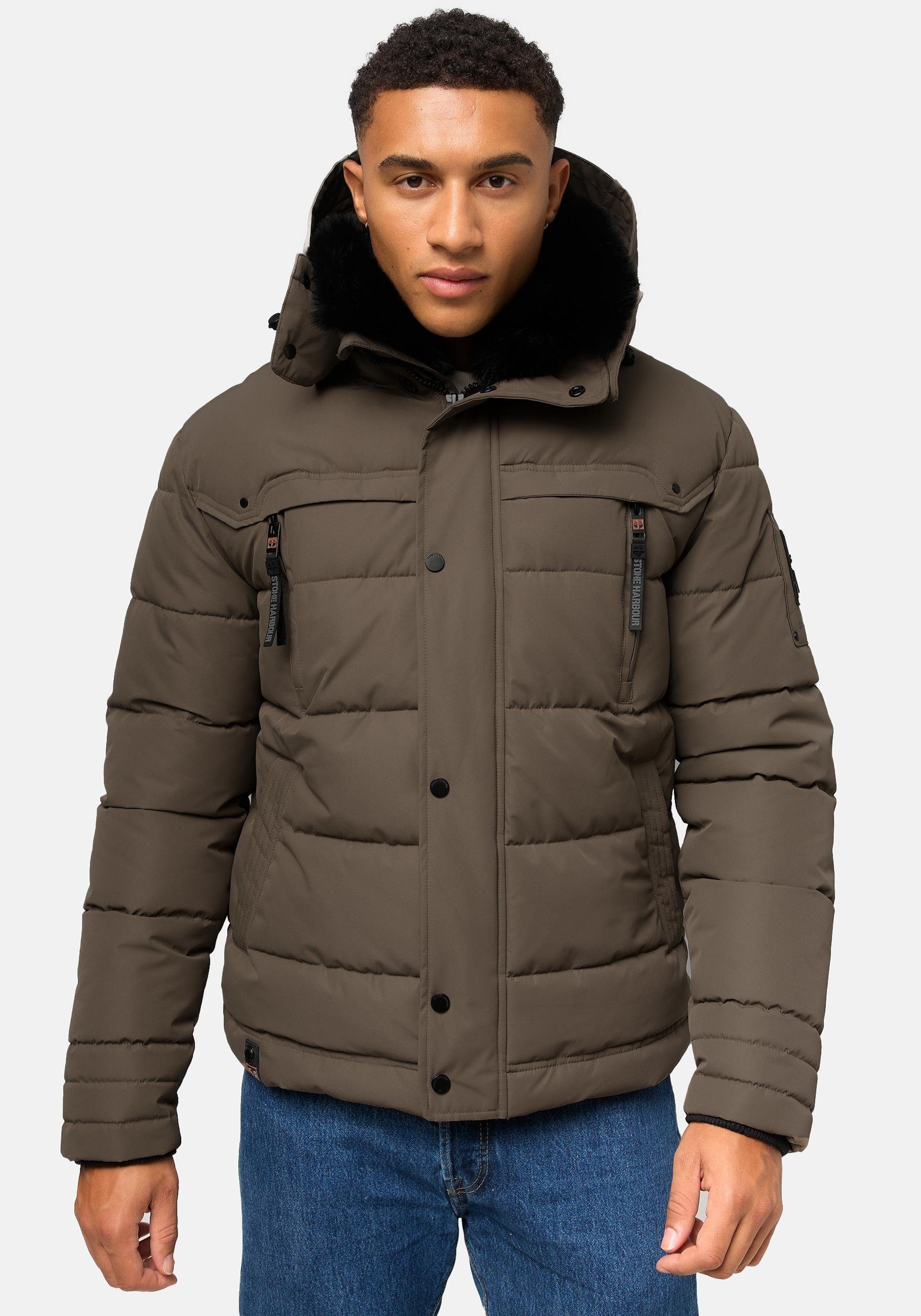 Stone Harbour Steppjacke Witas gesteppte Herren Winterjacke mit abnehmbarer Kapuze