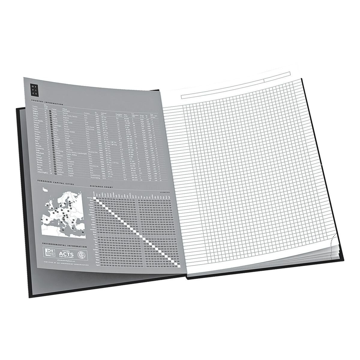 OXFORD Notizbuch Essentials, kariert, schwarz Hardcover