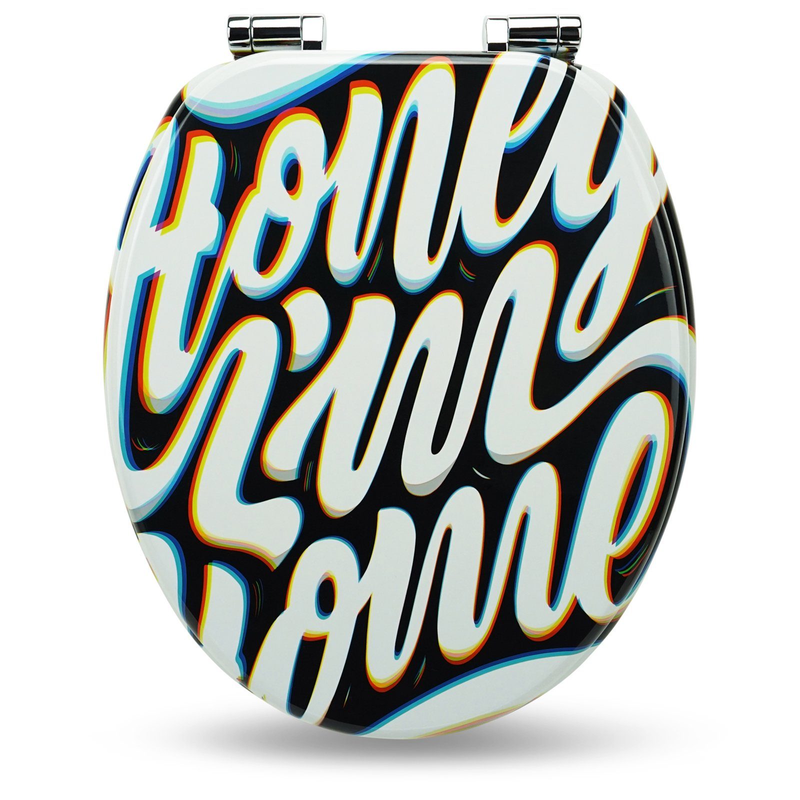 Sanfino WC-Sitz "Honey I'm Home“ Premium Toilettendeckel mit Absenkautomatik aus Holz, mit schönem Motiv, hohem Sitzkomfort, einfache Montage