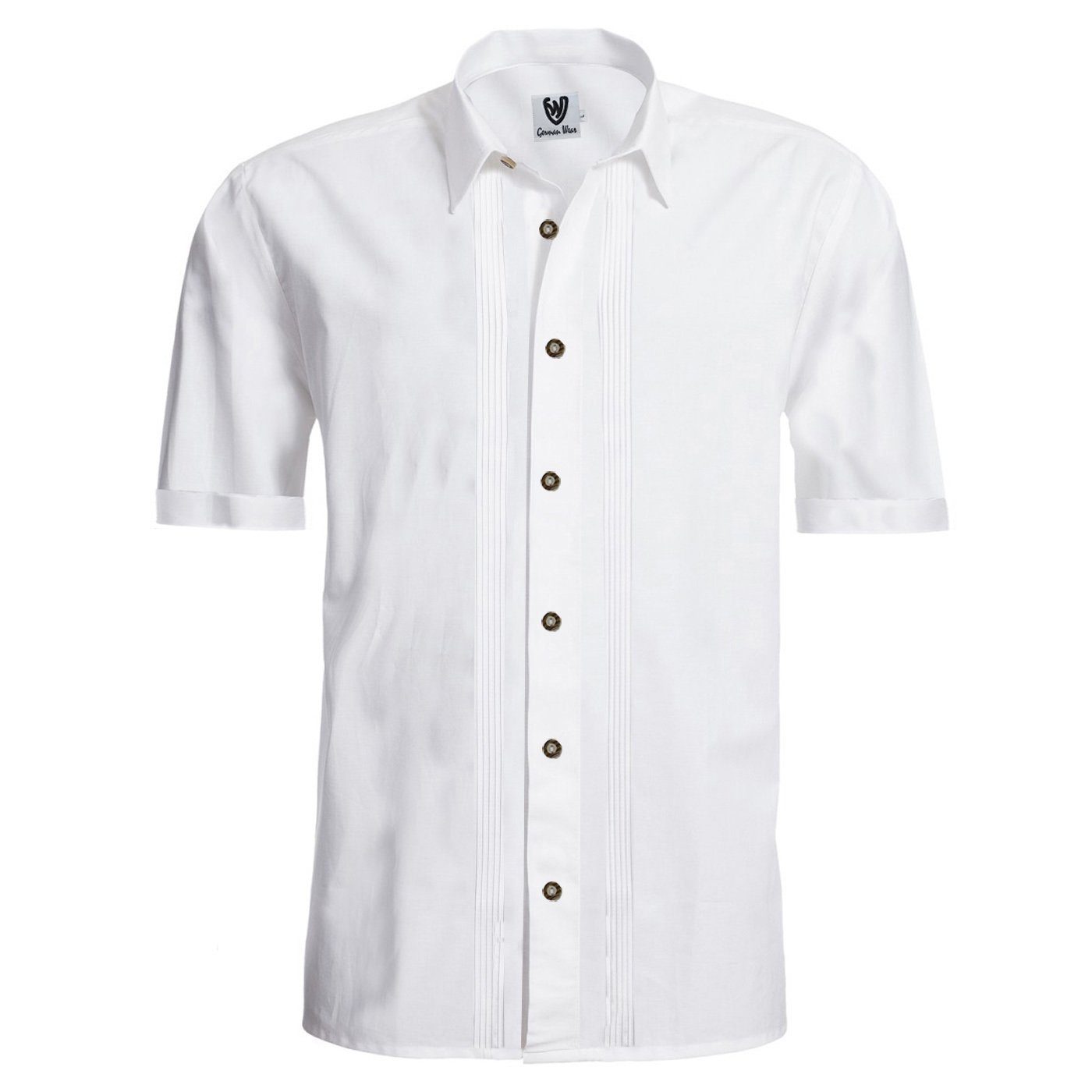German Wear Businesshemd GW1265-K-Kentkragen Trachtenhemd Businesshemd 2x5 Biesen Hemd Halbarm Baumwolle