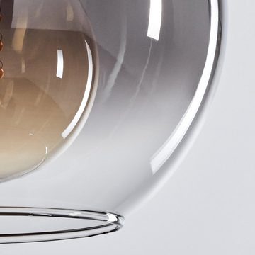 hofstein Hängeleuchte Hängelampe aus Metall/Glas in Goldfarben/Rauchfarben/Klar, ohne Leuchtmittel, Leuchte mit Schirm aus Glas (20 cm), Höhe max. 145 cm, 1 x E27