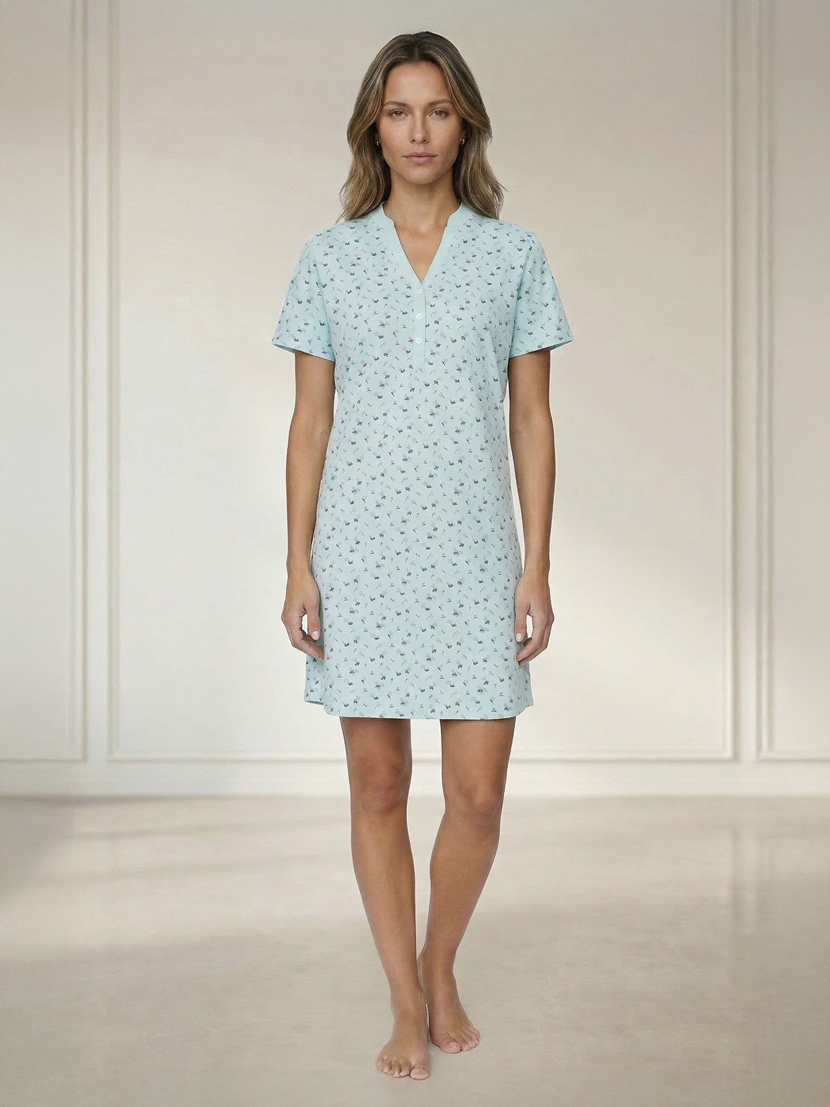 zeitlos Nachthemd Nachthemd Kurzarm - Carla Blüte