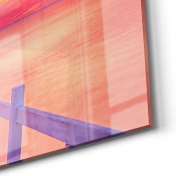 DEQORI Glasbild 'Holzsteg bei Dämmerung', 'Holzsteg bei Dämmerung', Glas Wandbild Bild schwebend modern