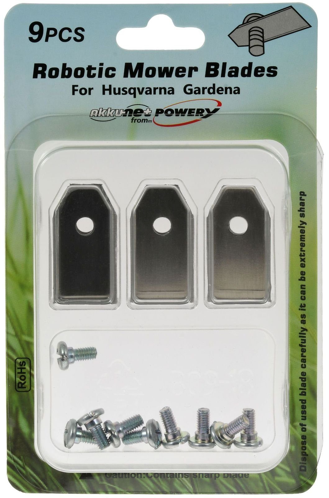 Powery Rasenmähermesser 9x Ersatz-Messe...