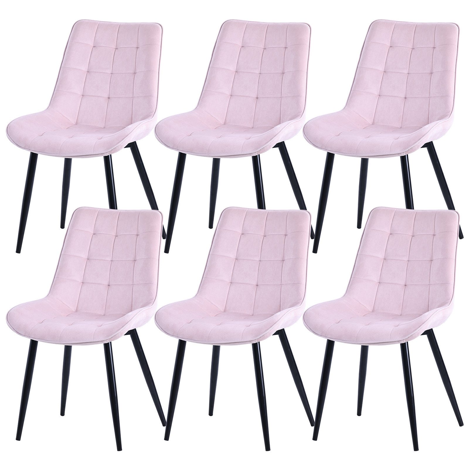 HOMAVO Esszimmerstuhl Stuhlset – Polsterstühle, Samt oder Webstoff, Metall-Füße (Nach EN 12520 geprüft, 6 St), mit Ergonomischer Rückenlehne und Metallbeinen