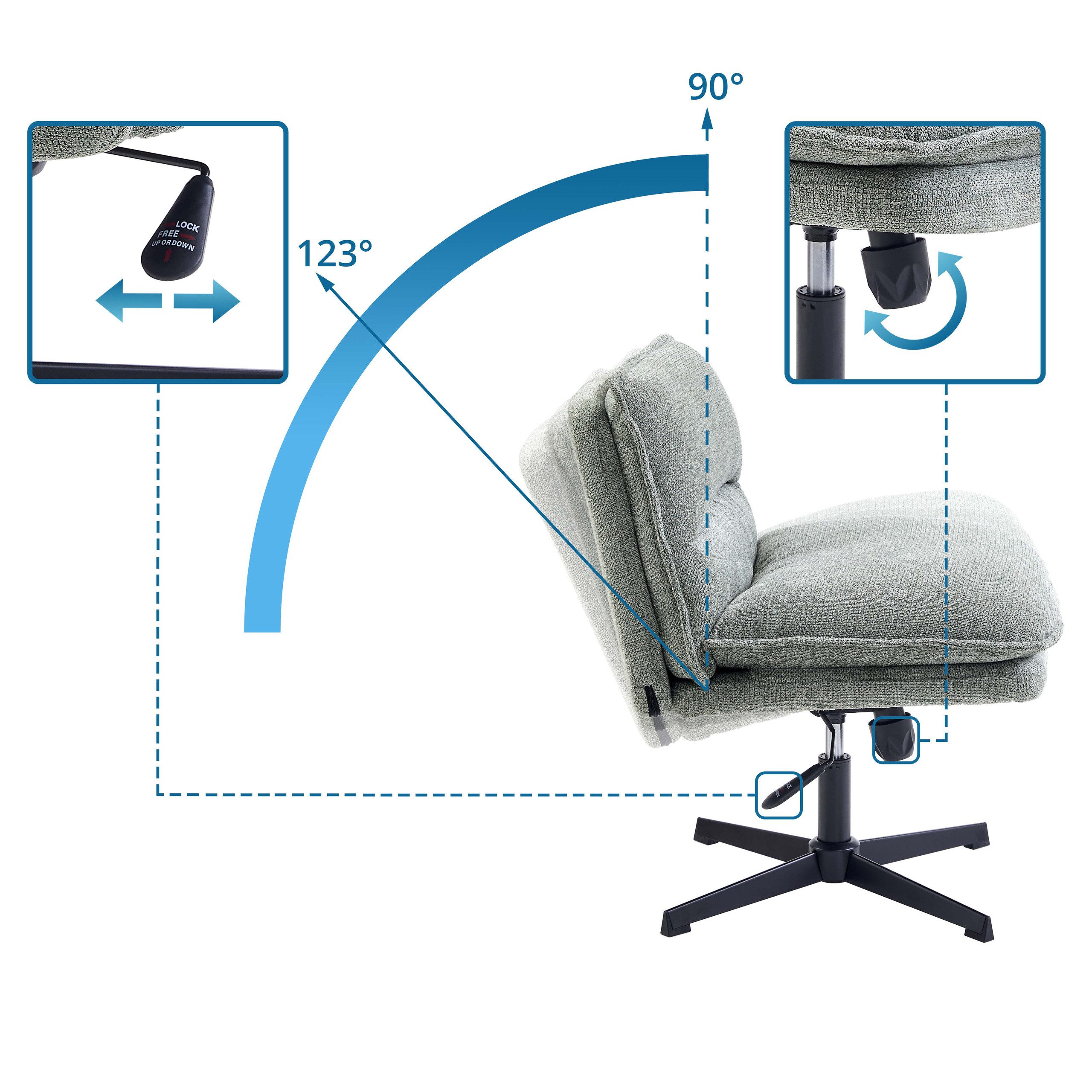 hjh LIVING Loungesessel Criss-Cross 20 Polstersessel Stoff ohne Armlehnen, Bürostuhl, Schneidersitz Stuhl drehbar für Wohnzimmer Home-Office