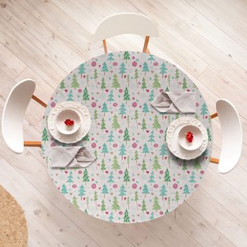 Abakuhaus Tischdecke Rundum-elastische Stofftischdecke, Weihnachten Kiefer Herz Motive