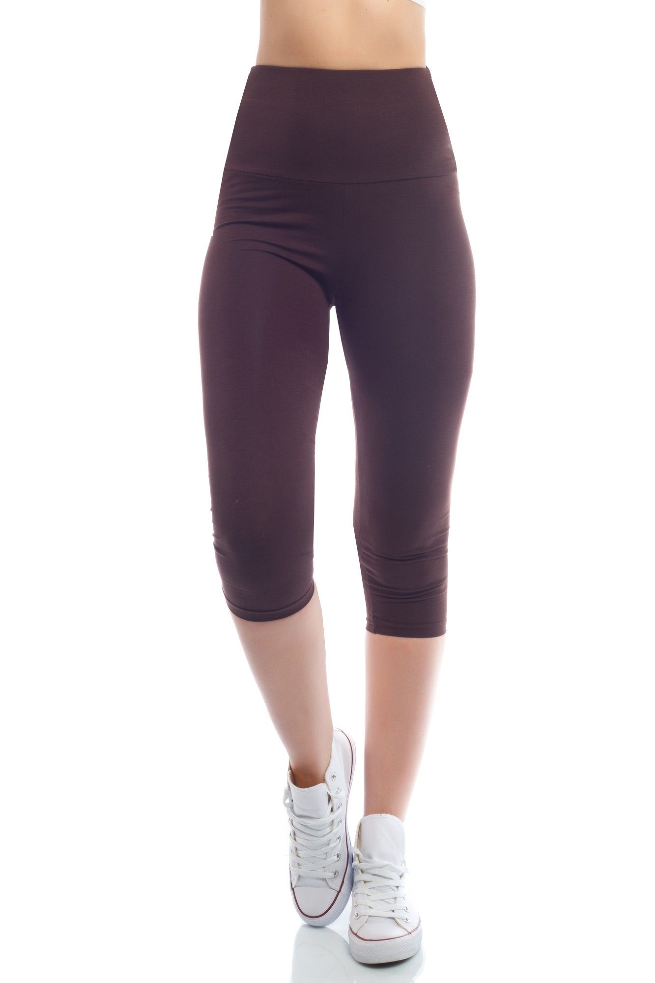 mit breitem Bongual Baumwollmix Caprileggings Bund, dunkelbraun