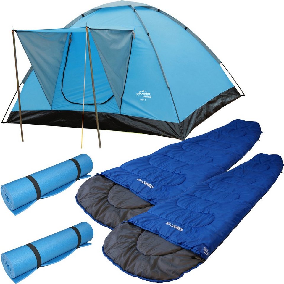 EXPLORER Kuppelzelt »Campingset 5tlg. Zelt 2x Schlafsack 2x Isomatte«, 2 Personen, Campingset EXPLORER Kuppelzelt »Campingset 5tlg. Zelt 2x Schlafsack 2x Isomatte«, 2 Personen, Campingset